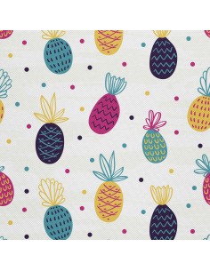 OUTDOOR DEKOSTOFFE OXFORD - Motiv Ananas und Punkte I DX170