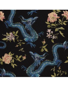 OUTDOOR DEKOSTOFFE OXFORD - Motiv blaue Drachen I DX214