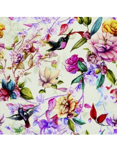 OUTDOOR DEKOSTOFFE OXFORD - Motiv Magnolienblüten Vögel I DX221