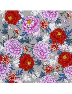 OUTDOOR DEKOSTOFFE OXFORD - Motiv rosa und weiße Pfingstrosen I DX244