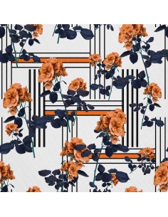 OUTDOOR DEKOSTOFFE OXFORD - Motiv Blumen und Linien I DX249