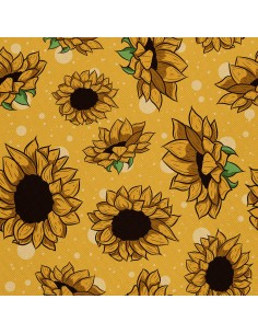 OUTDOOR DEKOSTOFFE OXFORD - Motiv Sonnenblumen auf gelbem I DX279