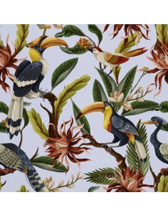OUTDOOR DEKOSTOFFE OXFORD - Motiv exotische Vögel I DX301