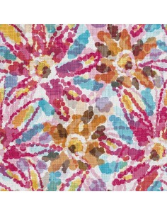 OUTDOOR DEKOSTOFFE OXFORD - Motiv Blumen mit Punkten bemalt I DX329