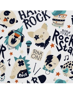 OUTDOOR DEKOSTOFFE OXFORD - Motiv Tiere - Rockstars I DX364