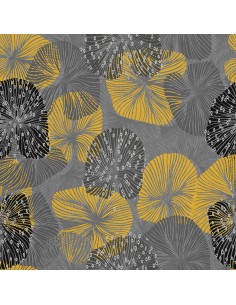 OUTDOOR DEKOSTOFFE OXFORD - Motiv gelb-graue abstraktion I DX381