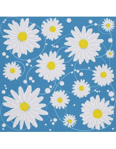 OUTDOOR DEKOSTOFFE OXFORD - Motiv Gänseblümchen auf blauem I DX388