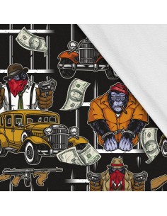 Softshell Stoff Polyester Zum Nähen- Motiv Casino-Mafia I SDX1643