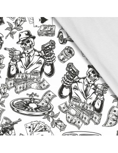 Softshell Stoff Polyester Zum Nähen- Motiv Casino-Mafia I SDX1651