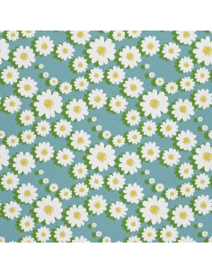 OUTDOOR DEKOSTOFFE OXFORD - Motiv Gänseblümchen auf Blau 2 I DX412