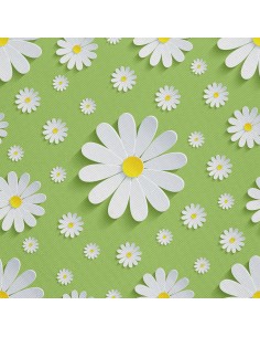 OUTDOOR DEKOSTOFFE OXFORD - Motiv Gänseblümchen auf Grün I DX413