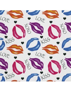 OUTDOOR DEKOSTOFFE OXFORD - Motiv Lippen mit Inschriften I DX424