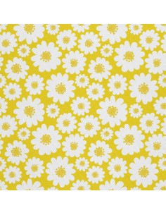 OUTDOOR DEKOSTOFFE OXFORD - Motiv Blumen auf gelbem  I DX427