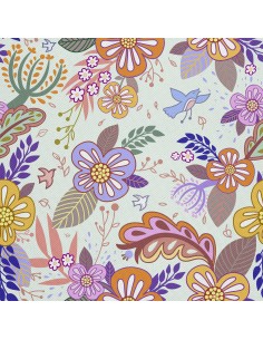 OUTDOOR DEKOSTOFFE OXFORD - Motiv handgezeichnete Blumen I DX436
