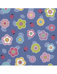 OUTDOOR DEKOSTOFFE OXFORD - Motiv Blumen und Marienkäfer I DX437