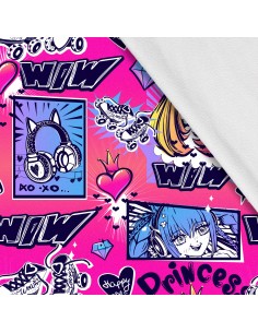 Softshell Stoff Polyester Zum Nähen- Motiv Manga I SDX1673