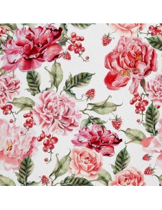 OUTDOOR DEKOSTOFFE OXFORD - Motiv Rosen und Johannisbeeren I DX439