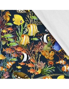 Softshell Stoff Polyester Zum Nähen- Motiv Marine I SDX1696