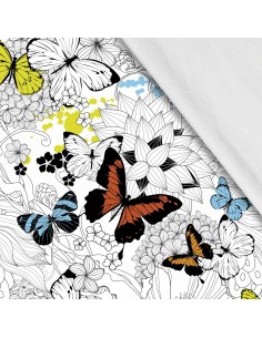 Softshell Stoff Polyester Zum Nähen- Motiv Schmetterlinge I SDX763