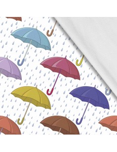 Softshell Stoff Polyester Zum Nähen- Motiv Regenschirme I SDX766