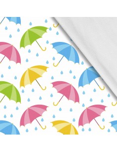 Softshell Stoff Polyester Zum Nähen- Motiv Regenschirme I SDX808