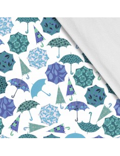 Softshell Stoff Polyester Zum Nähen- Motiv Regenschirme I SDX1211