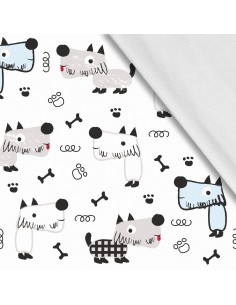 Softshell Stoff Polyester Zum Nähen- Motiv Hunde I SDX013