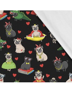 Softshell Stoff Polyester Zum Nähen- Motiv Hunde I SDX840