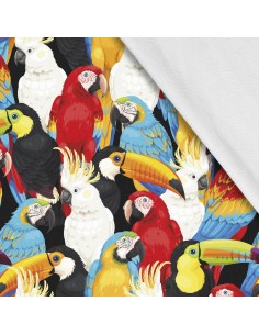 Softshell Stoff Polyester Zum Nähen- Motiv Vögel I SDX712