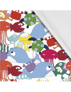 Softshell Stoff Polyester Zum Nähen- Motiv Fisch I SDX540