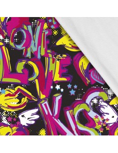 Softshell Stoff Polyester Zum Nähen- Motiv Herzen-Lippen I SDX1486