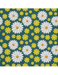 OUTDOOR DEKOSTOFFE OXFORD - Motiv Kamille und gelbe Blüten I DX546