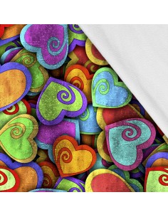Softshell Stoff Polyester Zum Nähen- Motiv Herzen-Lippen I SDX1693