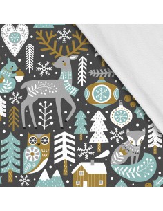 Softshell Stoff Polyester Zum Nähen- Motiv Weihnachtsferien-Winter I SDX274