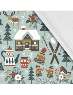 Softshell Stoff Polyester Zum Nähen- Motiv Weihnachtsferien-Winter I SDX896