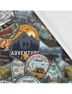 Softshell Stoff Polyester Zum Nähen- Motiv Travel I SDX682