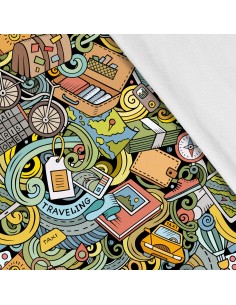 Softshell Stoff Polyester Zum Nähen- Motiv Travel I SDX1625