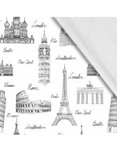 Softshell Stoff Polyester Zum Nähen- Motiv Travel I SDX1656