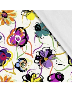Softshell Stoff Polyester Zum Nähen- Motiv Blumen I SDX127