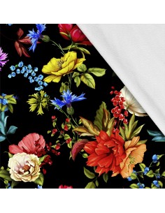 Softshell Stoff Polyester Zum Nähen- Motiv Blumen I SDX171