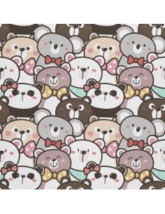 OUTDOOR DEKOSTOFFE OXFORD - Motiv Bär, Koala und Panda - kawaii I DX561