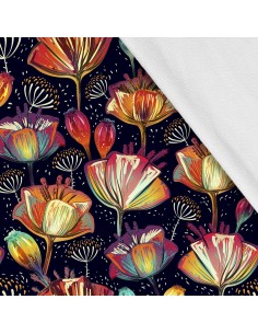 Softshell Stoff Polyester Zum Nähen- Motiv Blumen I SDX234