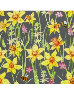 OUTDOOR DEKOSTOFFE OXFORD - Motiv aquarell narzisse I DX567