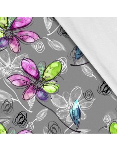 Softshell Stoff Polyester Zum Nähen- Motiv Blumen I SDX1319