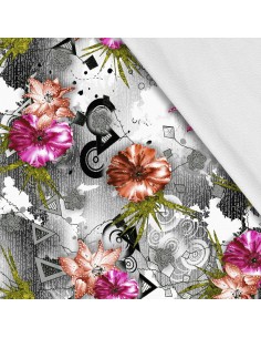 Softshell Stoff Polyester Zum Nähen- Motiv Blumen I SDX1355