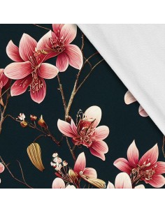 Softshell Stoff Polyester Zum Nähen- Motiv Blumen I SDX1465
