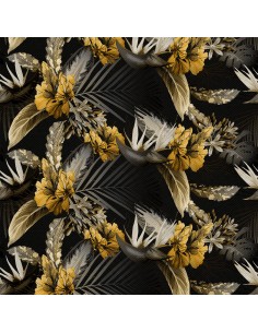 OUTDOOR DEKOSTOFFE OXFORD - Motiv tropische Blumen Aquarell I DX576