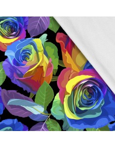 Softshell Stoff Polyester Zum Nähen- Motiv Blumen I SDX944