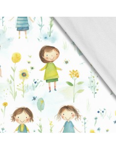 Softshell Stoff Polyester Zum Nähen- Motiv Kinder I SDX2979