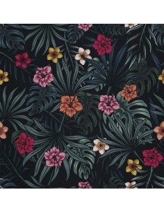 OUTDOOR DEKOSTOFFE OXFORD - Motiv tropische Blumen Blätter I DX659